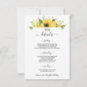 Carte Invitation Sunflower Garden (Dos)