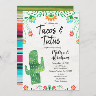 Carte Invitation Tacos et Tutus Fiesta Baby shower