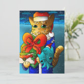 Carte Invité du chat de Noël (Debout devant)
