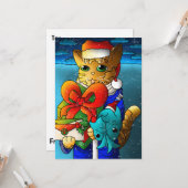 Carte Invité du chat de Noël (Devant/Arrière en situation)