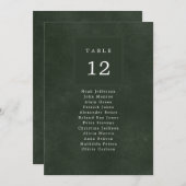 Carte Invités mariages verts siège numéro de tableau (Devant / Derrière)