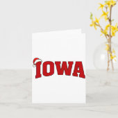 Carte Iowa Christmas Santa Hat Retro Throwback Souvenir (Fleur jaune)
