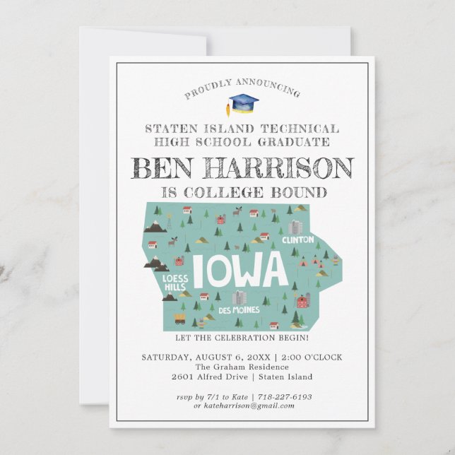 Carte Iowa | College Bound Graduation Party (Devant)