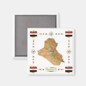 Carte Irak + Magnet des drapeaux (Recto/Verso)