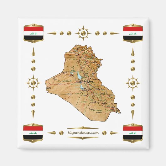 Carte Irak + Magnet des drapeaux (Devant)