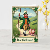 Carte Ireland Man And Pig Fun Day Card (Fleur jaune)