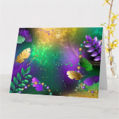 Carte Iridescente mardi gras arrière - plan avec perles (Fleur jaune)