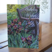 Carte Iris Blooms et Park Bench Floral Anniversaire