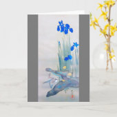 Carte Iris et oiseaux, Watanabe Seitei (Fleur jaune)