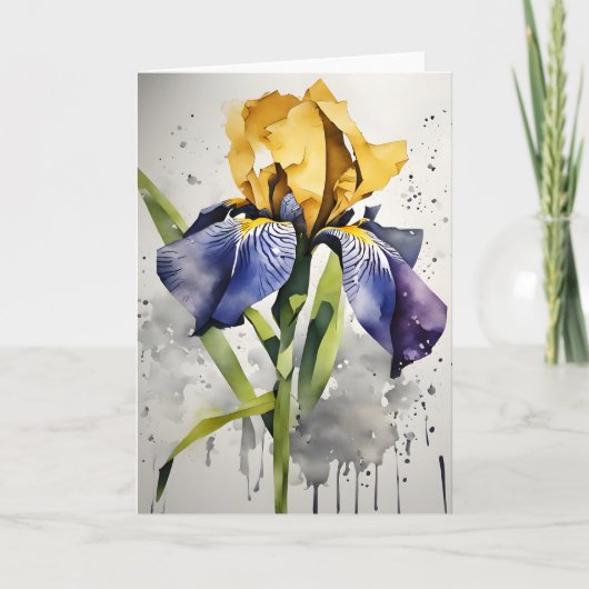 Carte Iris - Fleurs aquarelles (Devant)