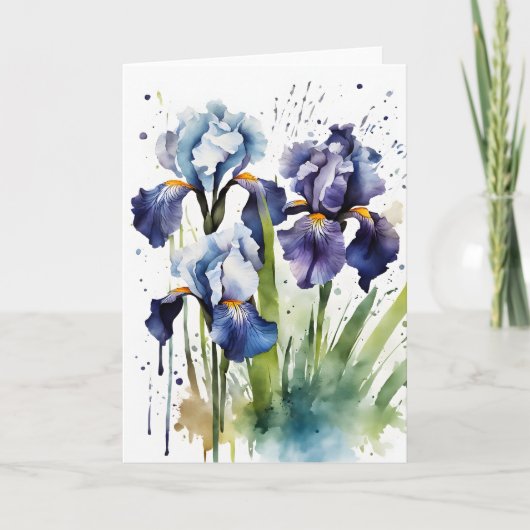 Carte Iris - Fleurs aquarelles (Devant)