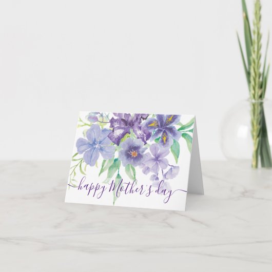 Carte Iris floral aquarelle (Devant)