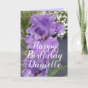 Carte Iris Irises Fleur violette Nom Floral Anniversaire