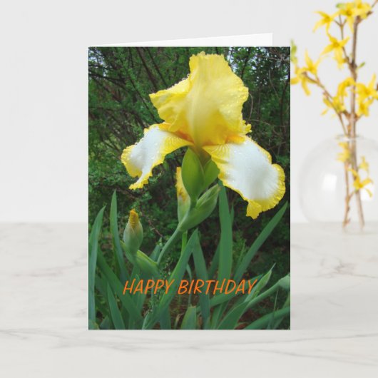Carte Iris Jaune, Anniversaire (Fleur jaune)