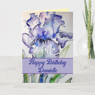 Carte Iris Pourpre Fleur Aquarelle Florale Anniversaire