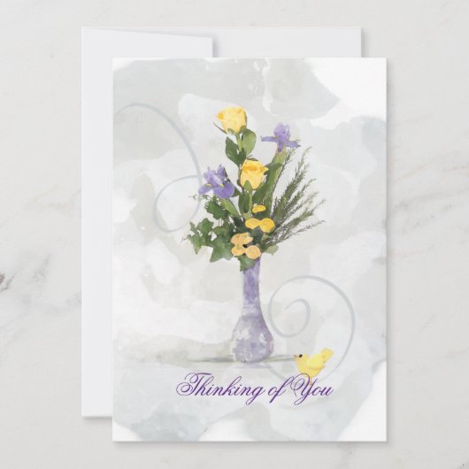 Carte Iris & Roses Jaunes Penser à vous (Devant)