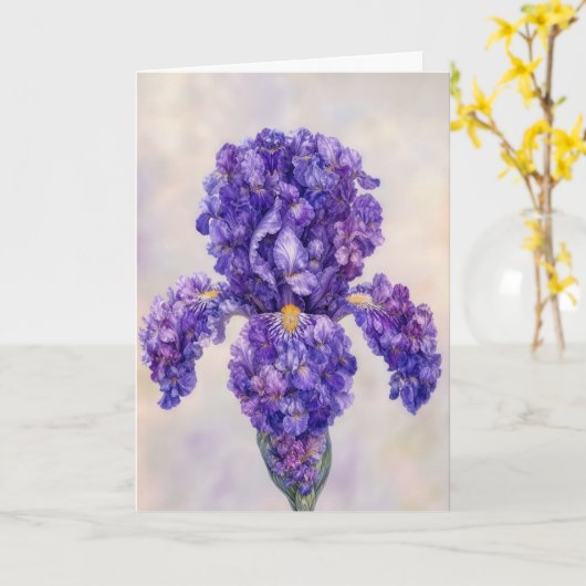 Carte Iris Violet Anniversaire (Fleur jaune)