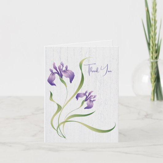 Carte Iris Violet Merci Sur Bois (Devant)