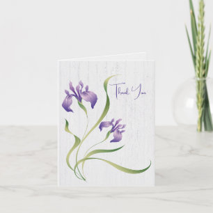 Carte Iris Violet Merci Sur Bois
