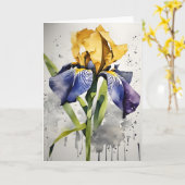 Carte Iris - Watercolor flowers (Fleur jaune)