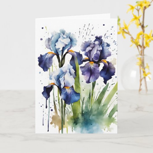 Carte Iris - Watercolor flowers (Fleur jaune)