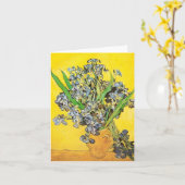 Carte Irises contre le Arrière - plan jaune Van Gogh Art (Fleur jaune)