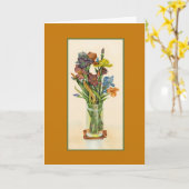 Carte Irises dans Vase Aquarelle peinture anniversaire (Fleur jaune)