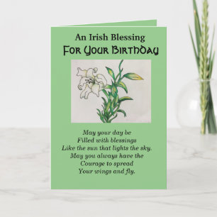 Carte Irish Blessy Joyeux Courage d'anniversaire White L