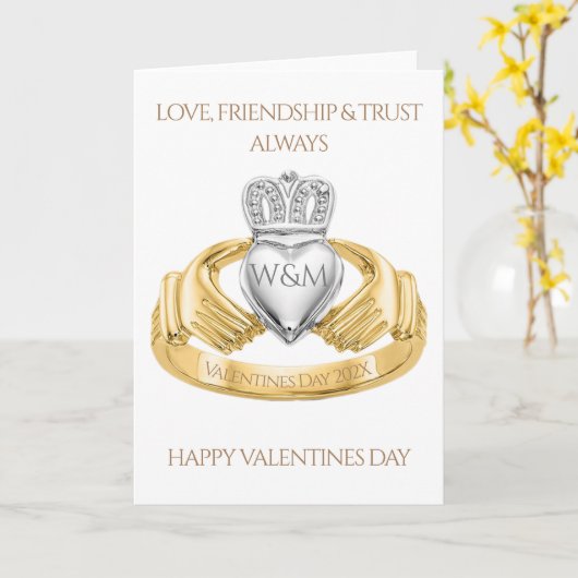 Carte Irish Claddagh Ring Saint-Valentin (Fleur jaune)