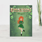 Carte Irish Dance Shamrock souhaite Red Hair Anniversair (Devant)