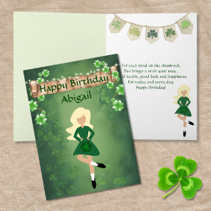 Carte Irish Dance Shamrock Wishes Blond Hair Birthday