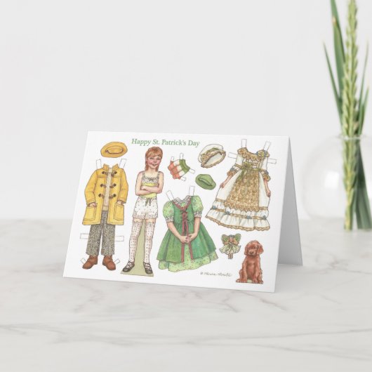 Carte Irish Girl St. Patrick's Day Paper Doll Card (Devant)