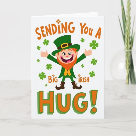 Carte Irish Hugs Leprechaun Fun Card (Devant)