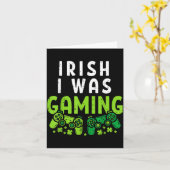 Carte Irish I Was Gaming Funny St Patricks Day Gamer Boy (Fleur jaune)