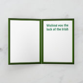 Carte Irish Luck, fille avec shamrock et musique (Intérieur)
