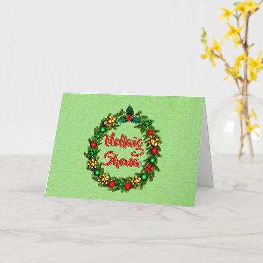 Carte Irish Nollaig Shona Joyeux voeux de Noël (Fleur jaune)