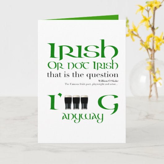 Carte Irish or not Irish Original St Patrick's Day VGC (Fleur jaune)