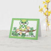Carte Irish Owl Happy St. Patrick's Day Greeting Card (Fleur jaune)