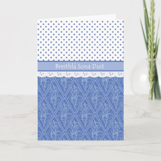 Carte Irish Periwinkle, Faux Lace, Anniversaire Pois (Devant)