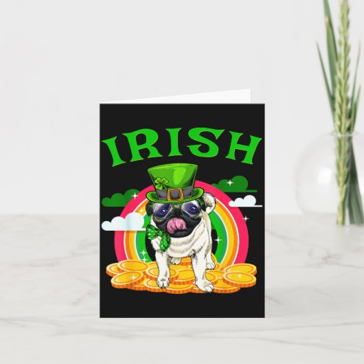 Carte Irish Pug Funny St Patricks Day Leprechaun Dog Men (Devant)