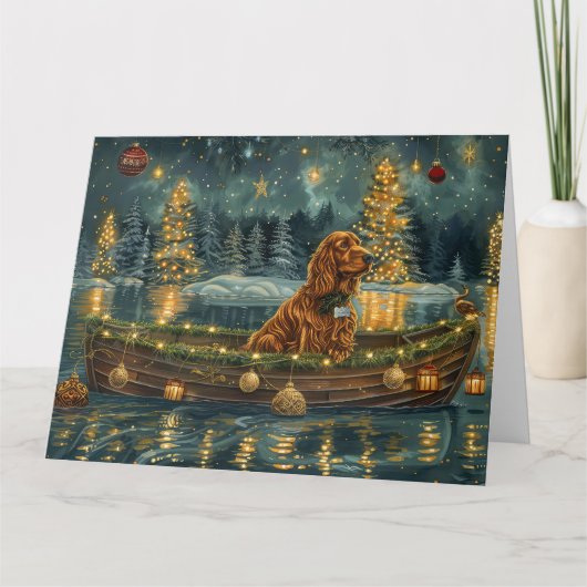 Carte Irish Red Setter Christmas Festive Voyage (Devant)