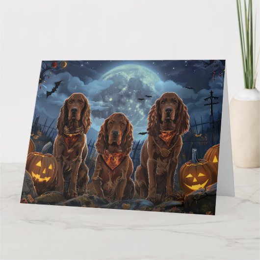 Carte Irish Red Setter Halloween Éffrayant (Devant)