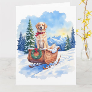 Carte Irish Setter appréciant la promenade en traîneau d