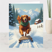 Carte Irish Setter Sledding Adventure Christmas Painting (Devant)