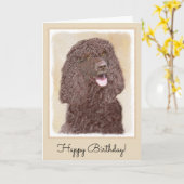 Carte Irish Water Spaniel Peinture - Original Dog Art (Fleur jaune)