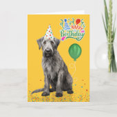 Carte Irish Wolfhound Dog Party Hat Yellow Birthday (Devant)