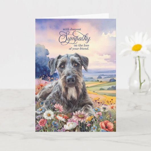 Carte Irish Wolfhound Dog with Wildflowers Pet Sympathy (Petite plante)