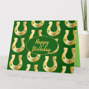 Carte Irlandais Anniversaire Gold Horseshoes St. Patrick
