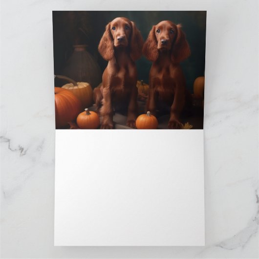 Carte Irlandais Red Setter Chiot Automne Citrouille de p (Intérieur)