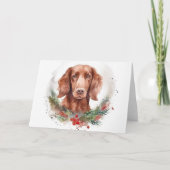 Carte Irlandais Red Setter Festive Wreath Pup (Devant)